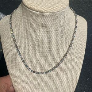 Vintage  Rhinestone and Silver Blueish  Necklace